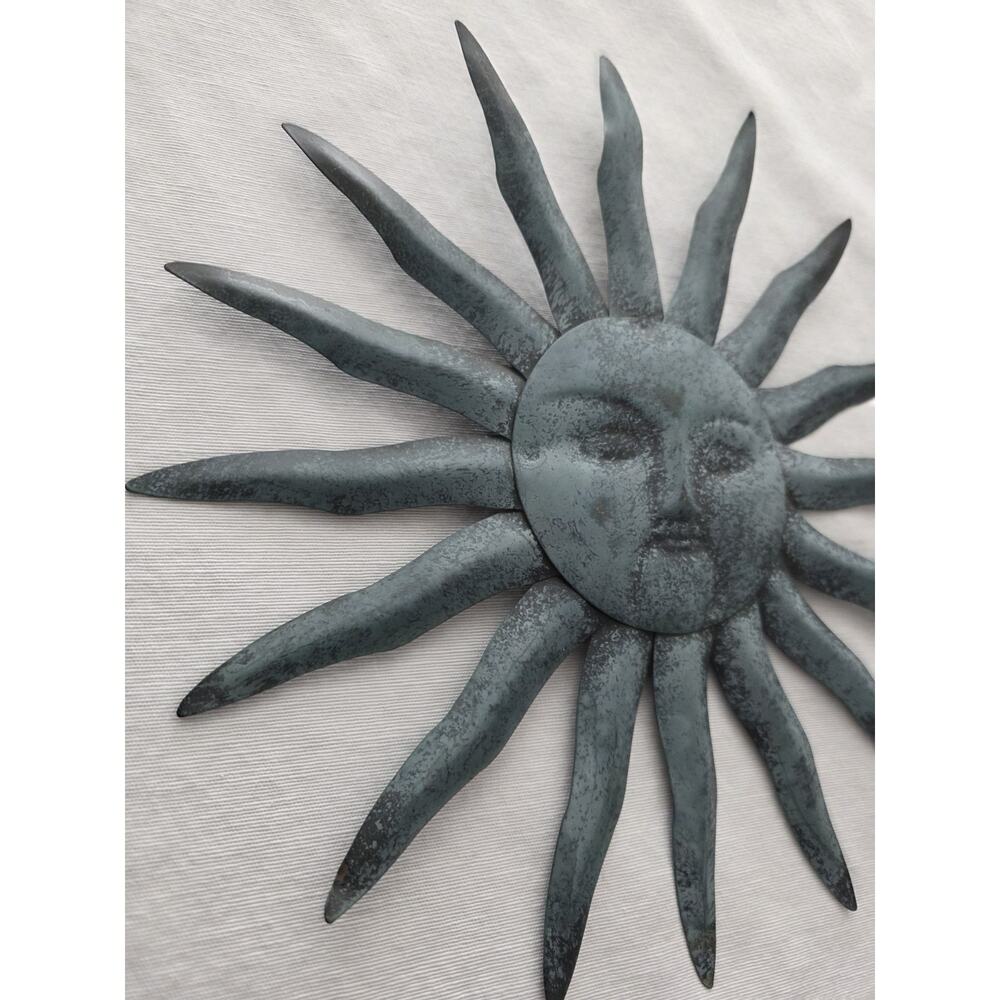 Rustic Metal Sun Wall Art Patina Celestial 90s Vintage - Picture 4 of 7